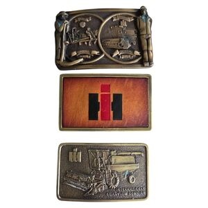 Vintage 70s International Harvester Brass Belt Buckles Limited Edition Farming